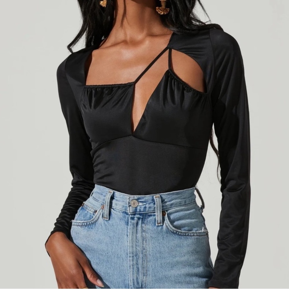ASTR the label black, cutout bodysuit